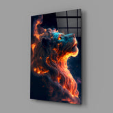 Fire Lion Glass Wall Art.